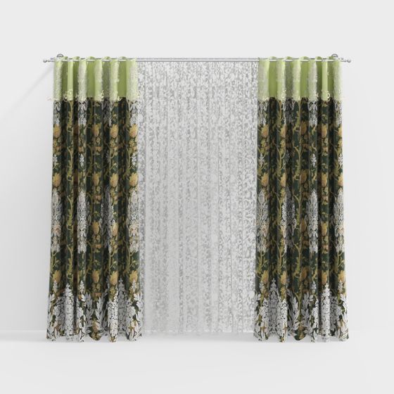 Elegant Low-Poly Curtain 3D Model