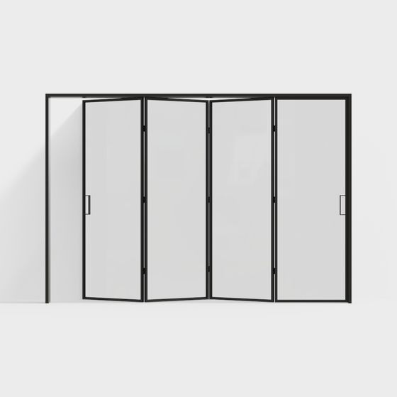 Sleek Black Glass Folding Door 3D Model for Modern Interiors