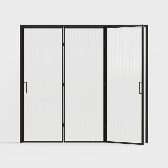 Modern Glass Folding Door 3D Model in Black