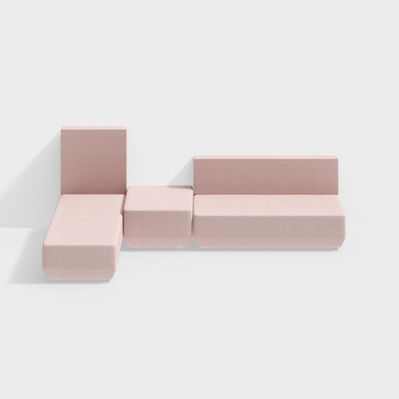 Stylish Low-Poly Sofa Set 3D model