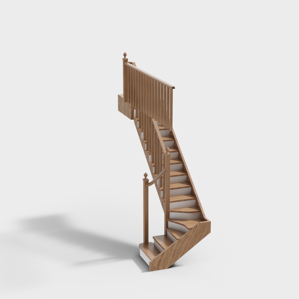 Escalier en bois massif de couleur bois moderne