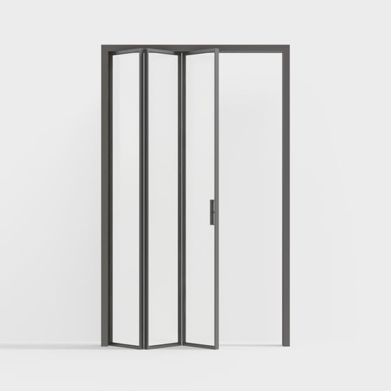 Sleek Black Modern Glass Folding Door 3D Model