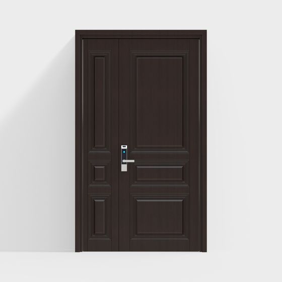 Elegant Walnut Wood Door 3D model