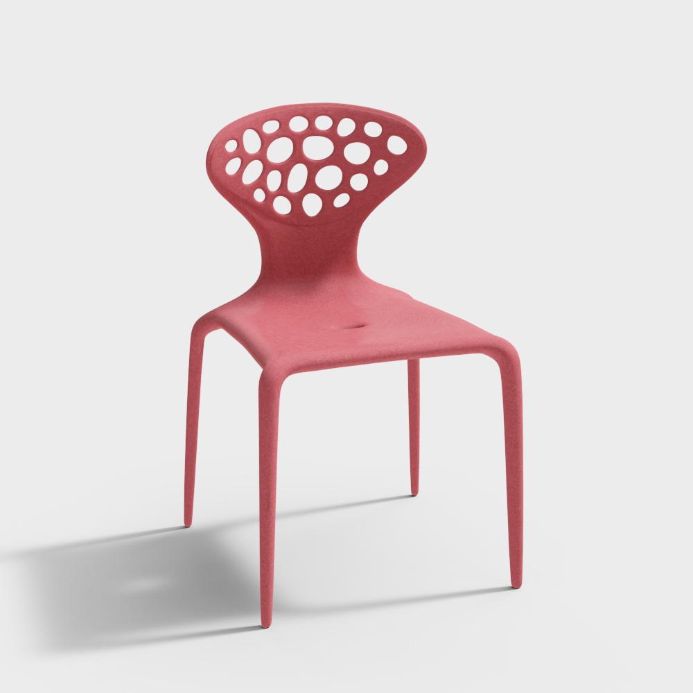 Hollow Art Chair 3D Model – Minimalist Pink Design