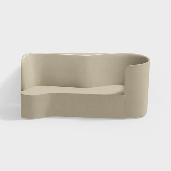 Stylish Low-Poly Curved Sofa 3D model for Modern Interiors