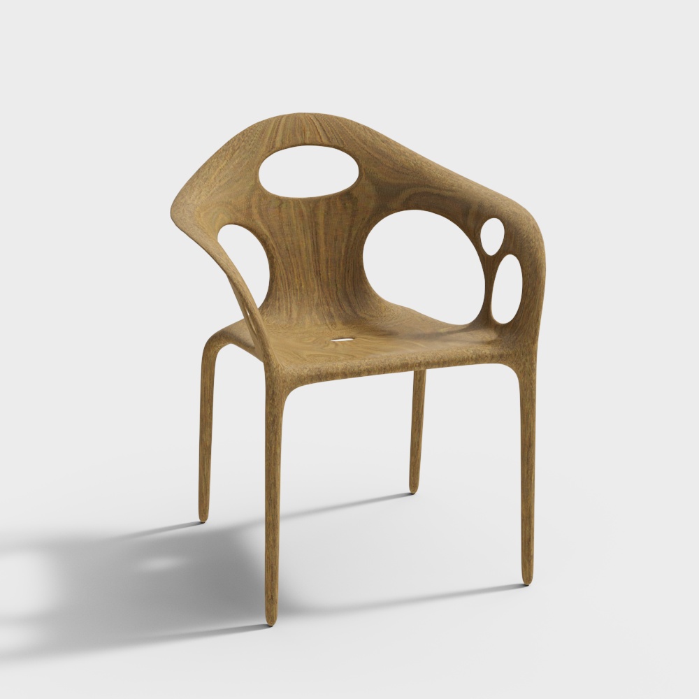 Unique Low-Poly Chair 3D Model – Wooden Modern Design