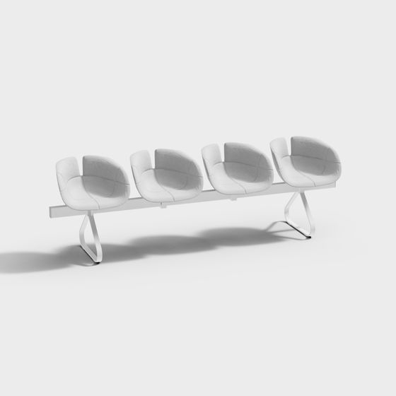 Elegant Low-Polygon White Chair 3D model