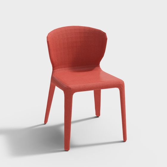 Stylish Coral Red 3D Chair Model