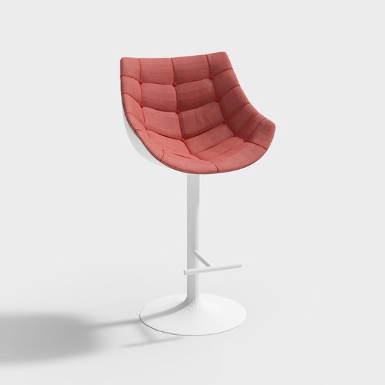Chic Coral Red Low-Poly Chair 3D model