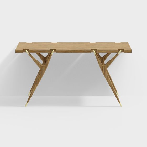 Elegant Wooden Cross Table 3D model for Modern Spaces