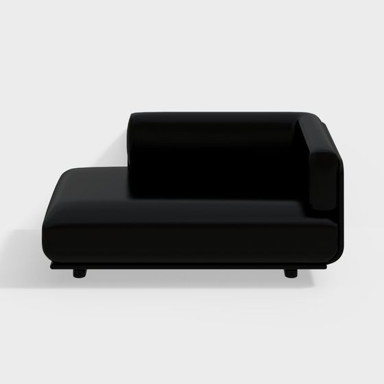 Sleek Black Leather Sofa 3D model for Modern Interiors