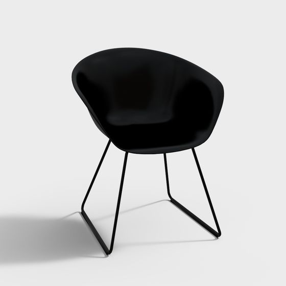 Sleek Black Chair 3D model for Modern Interiors