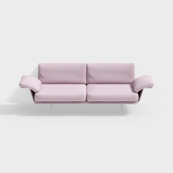 Stylish Low Polygon Pink Sofa 3D model