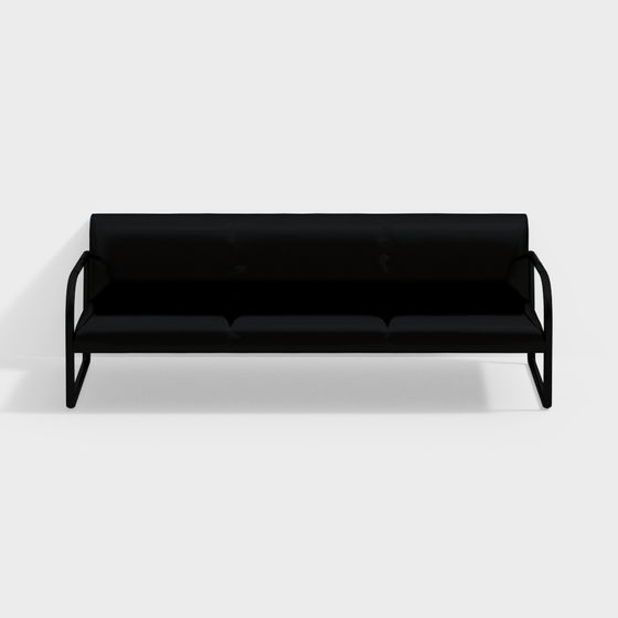 Elegant Black Metal Sofa 3D model for Contemporary Spaces