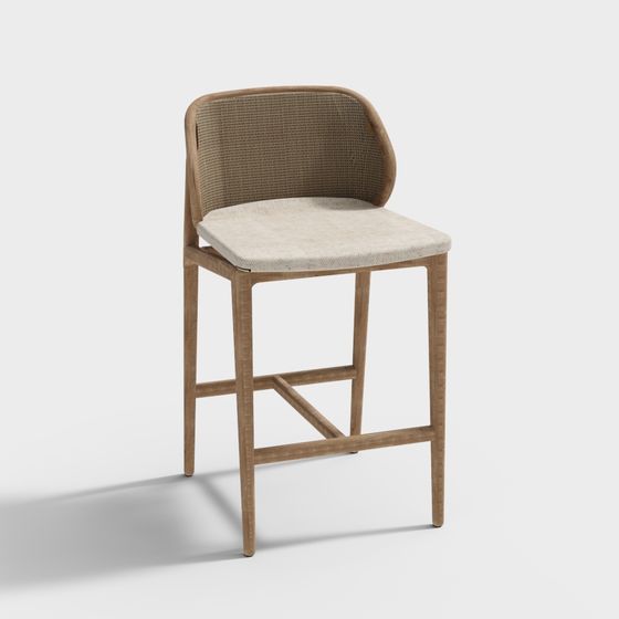 Modern Low-Polygon Bar Stool 3D model