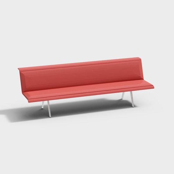 Stylish Red Bench 3D model for Modern Urban Spaces