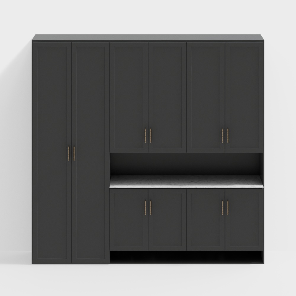 Antiker schwarzer Schuhschrank