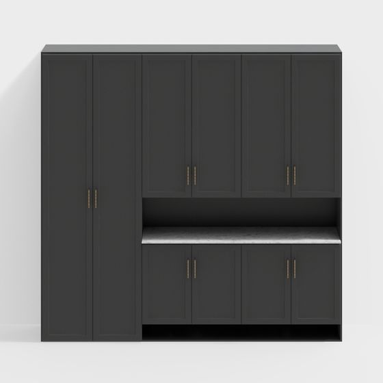 Antiker schwarzer Schuhschrank