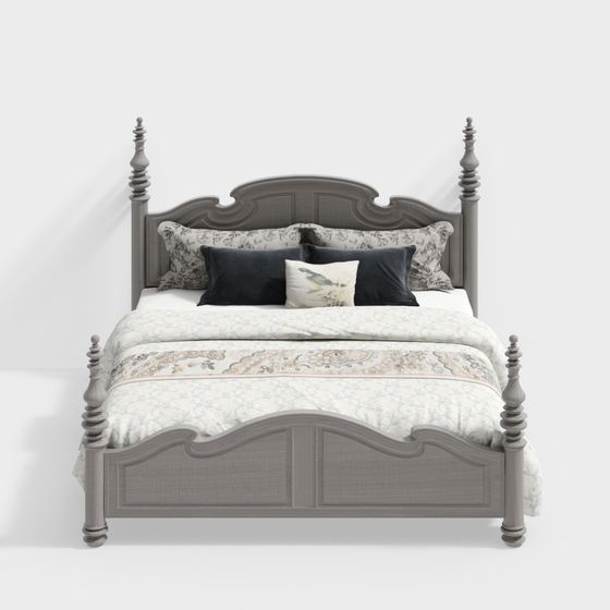 Stylish Classic-Modern Bed 3D model