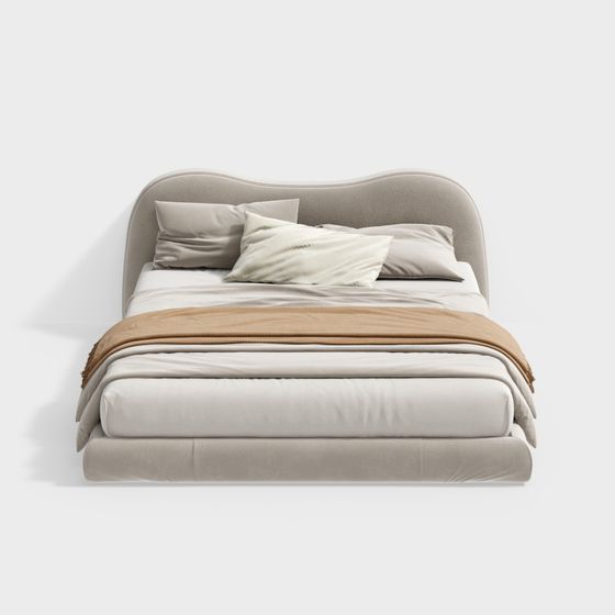 Stylish Minimalist Bed 3D model for Comfort