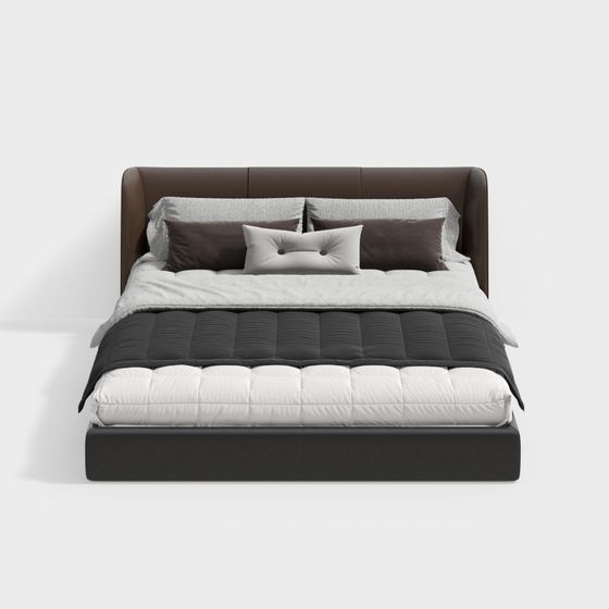 Elegant Minimalist Bed 3D model for Modern Interiors