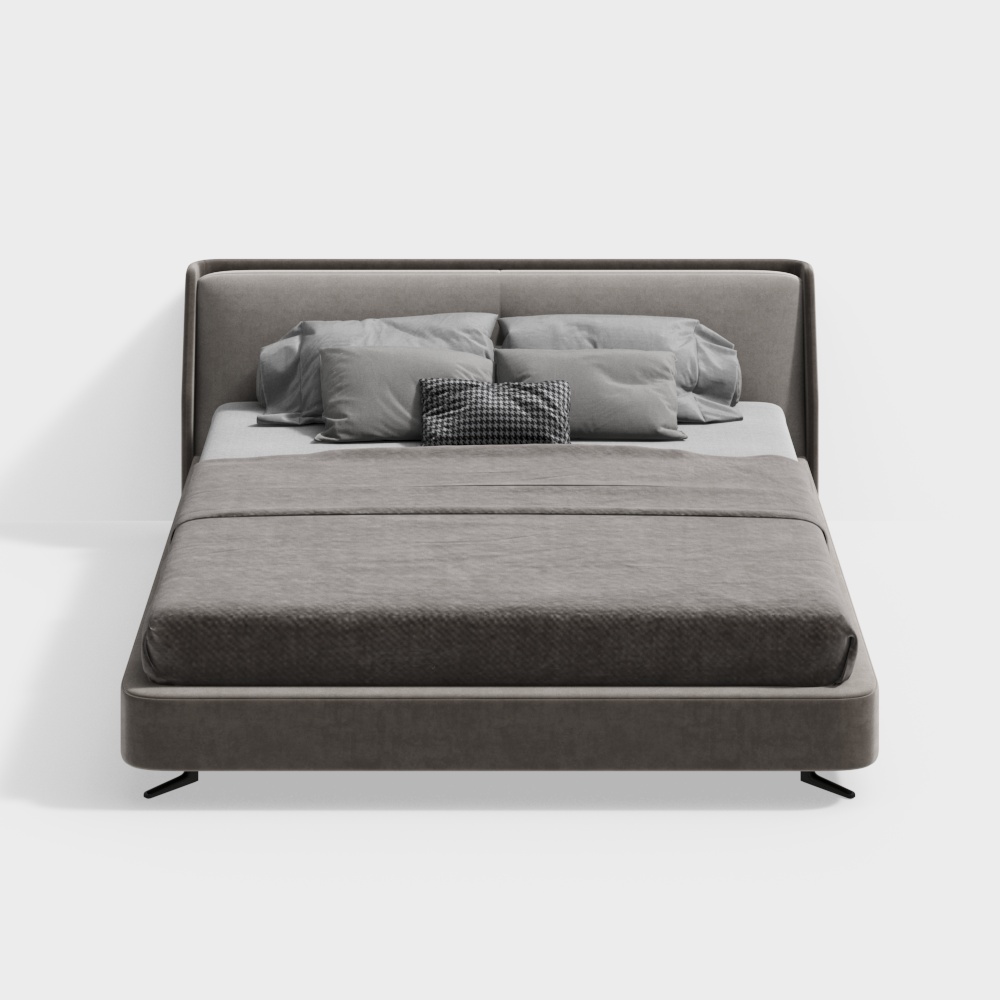 侘寂風臥室布藝雙人床