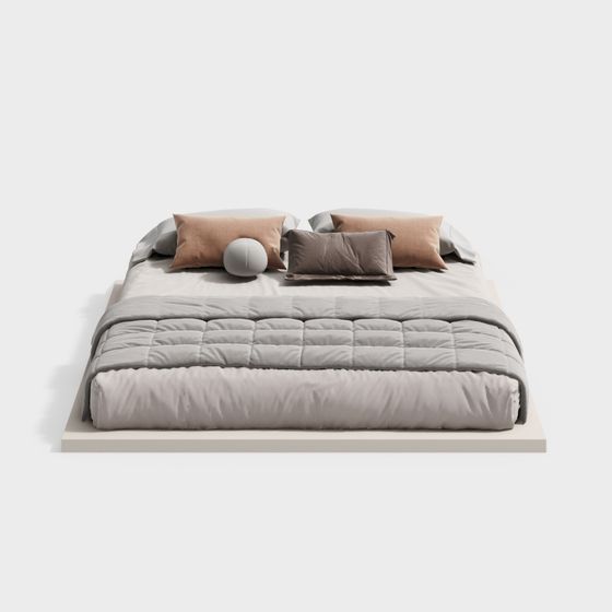 Stylish Low-Poly Bed 3D model for Contemporary Spaces