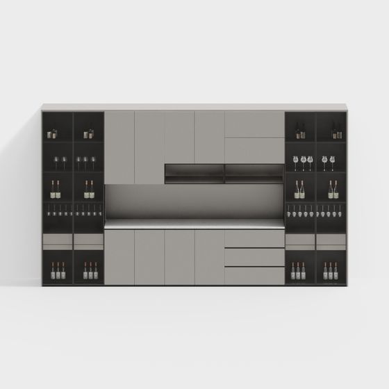 Elegant Low-Poly 3D Bar Cabinet Model