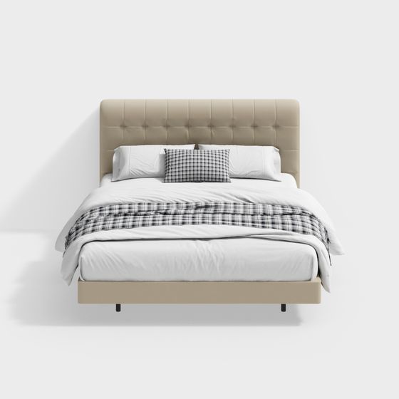 Elegant Low-Poly Bed 3D model for Modern Interiors