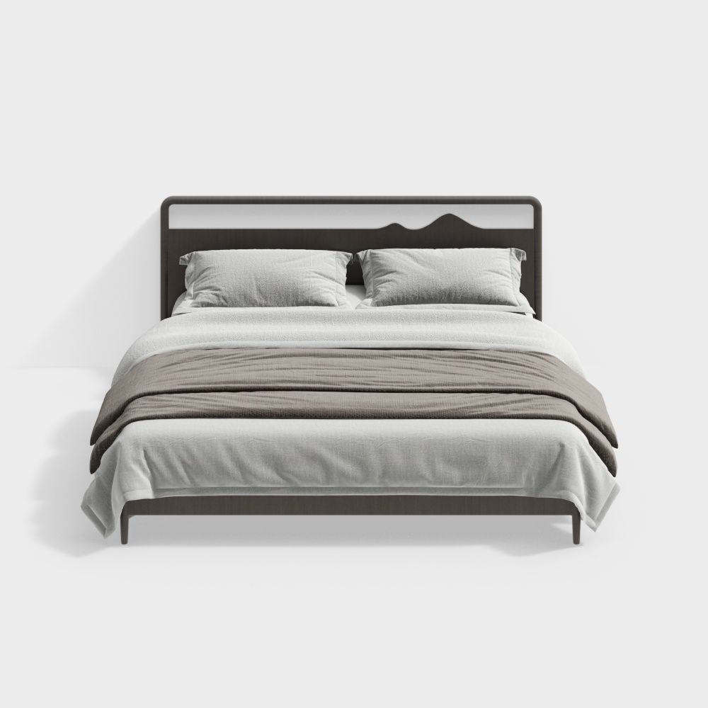 New Chinese style simple bedroom solid wood double bed