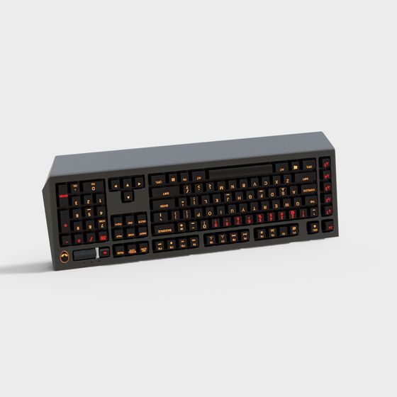 Stylish Black Keyboard 3D model with Orange Backlight