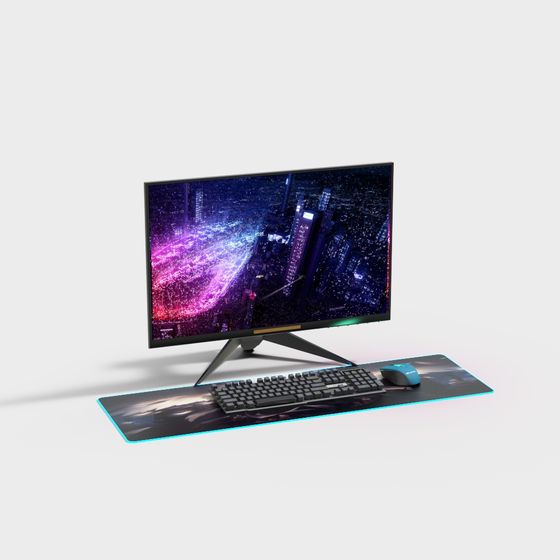 Stylish Low-Poly Computer Workstation 3D model