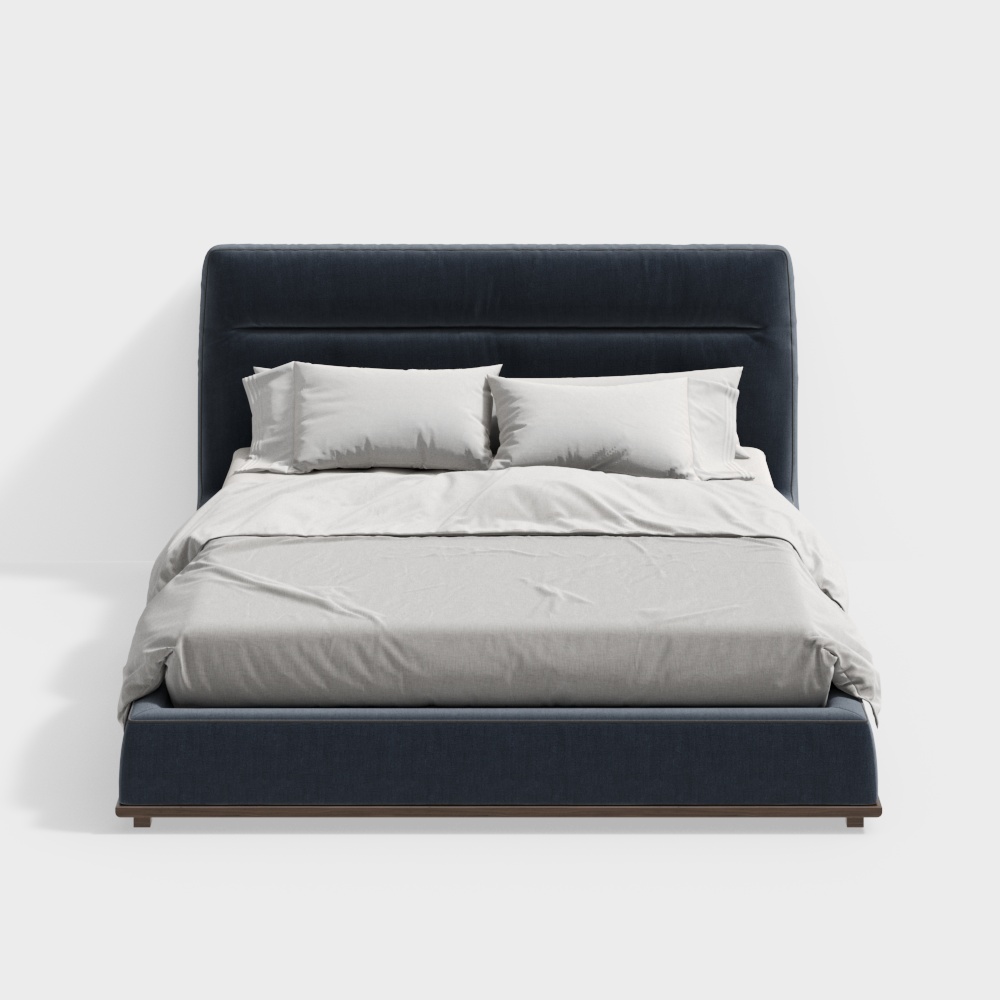 Modern blue fabric double bed