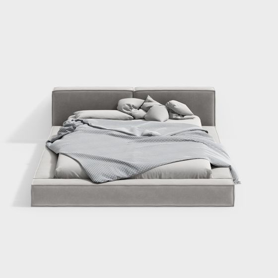 Stylish Low-Poly 3D Bed Model for Contemporary Spaces