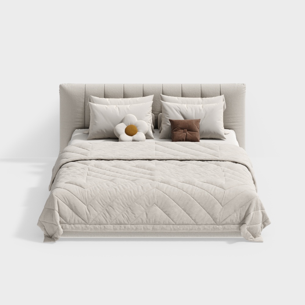 Phòng ngủ đôi phong cách màu kem hiện đại