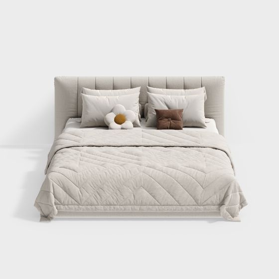 Phòng ngủ đôi phong cách màu kem hiện đại