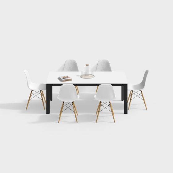 Modern Minimalist 3D Dining Table and Chair Set