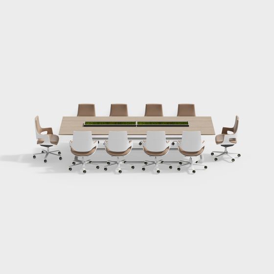 Stylish 3D Conference Table and Chair Set for Modern Offices