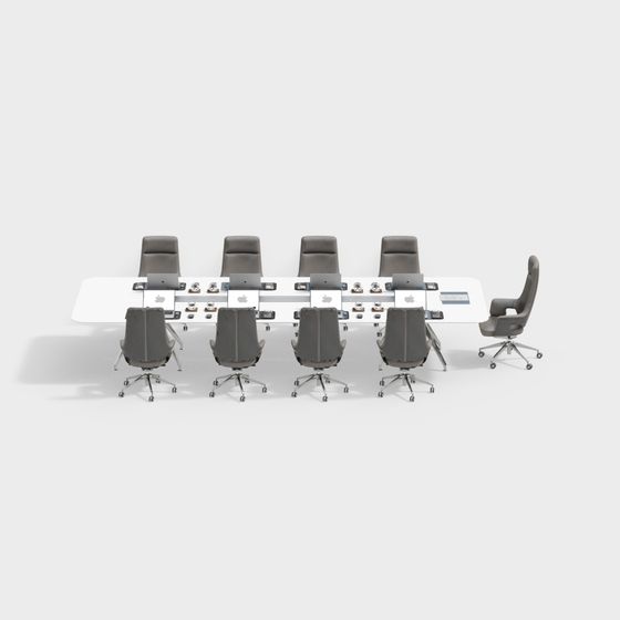 Minimalist Conference Table and Chair Set 3D model