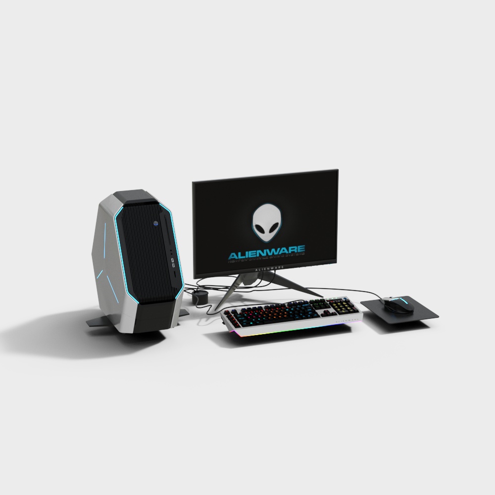 Futuristic Alienware Gaming Setup 3D model