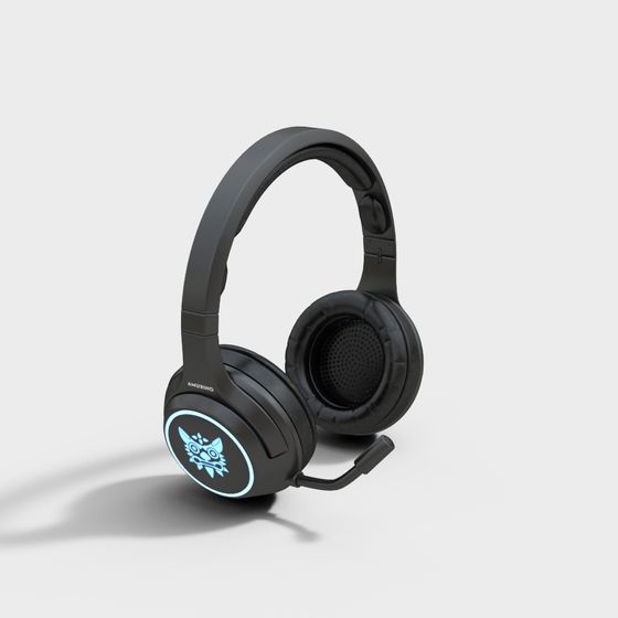 Stylish Black Headphones 3D model for VR and Gaming
