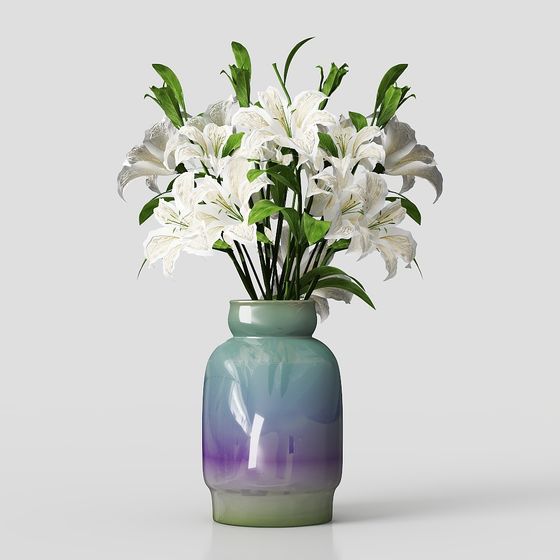 Elegant Spring Blossom Vase 3D model