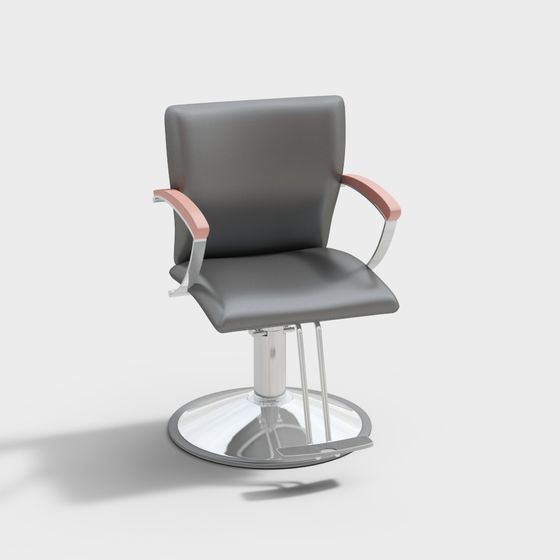 Stylish Grey Leather Barber Chair 3D model