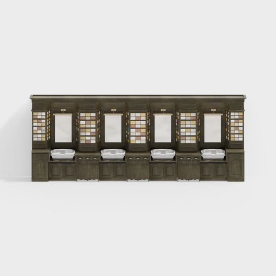 Vintage Bathroom Cabinet 3D model with Unique Charm