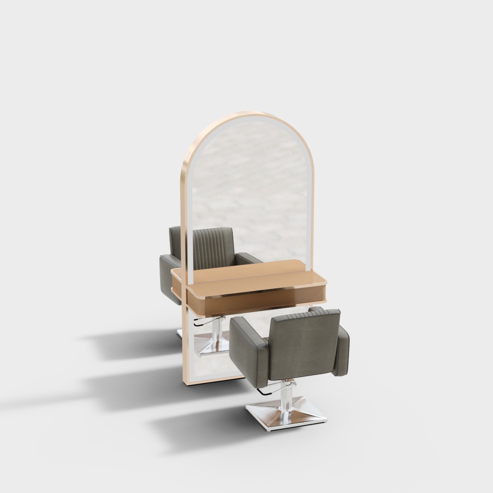 Hair cutting chairs and mirrors