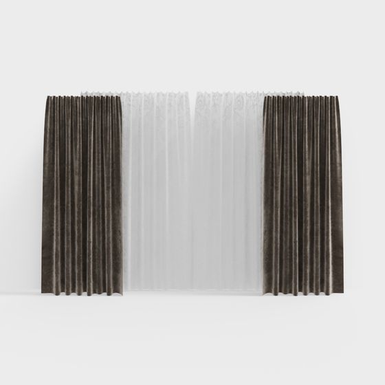 Stylish Low-Polygon Curtain 3D Model