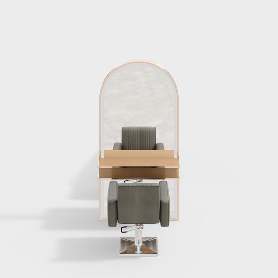 Haircut Chair 3D Model in Wood Color