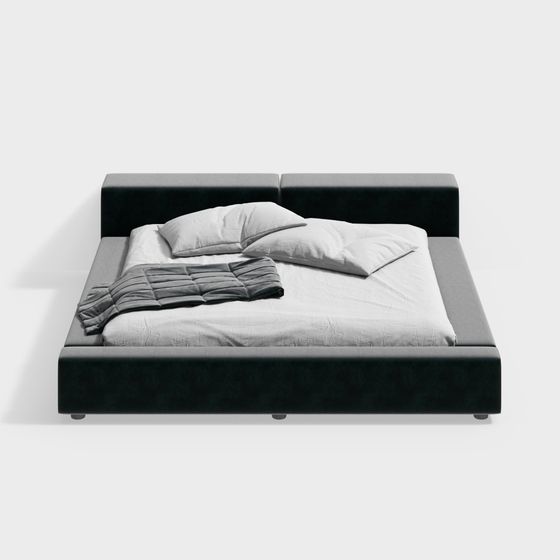 Cama doble de tela moderna