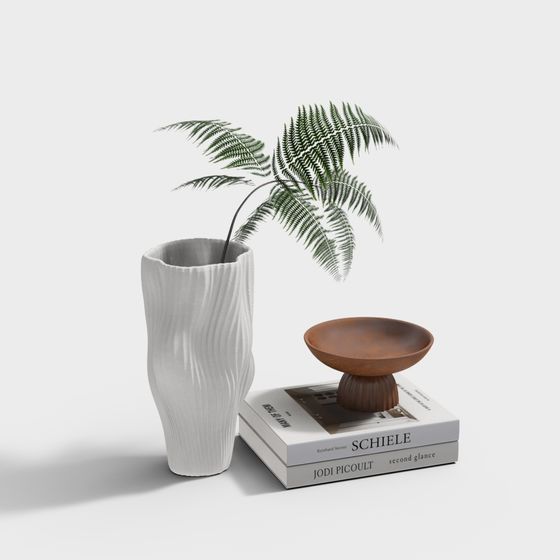 Green Book Vase Decoration 3D Model