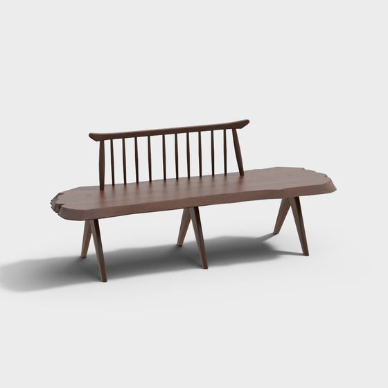Natural Aesthetic Low-Polygon Bench 3D model